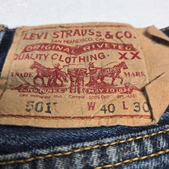 Levi's 501 XX Men's Button Fly 40x30 Blue Jeans Red Tag Mexico Distressed VTG - Picture 3 of 14